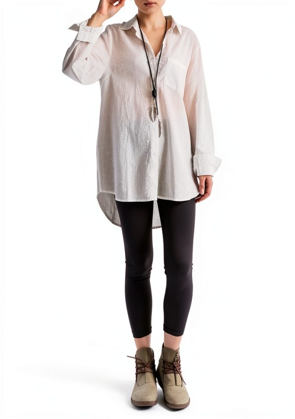 Minibee Womens Cotton Linen Shirt Long Sleeve Casual Blouse-3