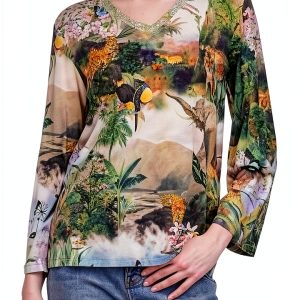 Bag Lady Collection Womens V-Neck Kimono Sleeve T-Shirt-0