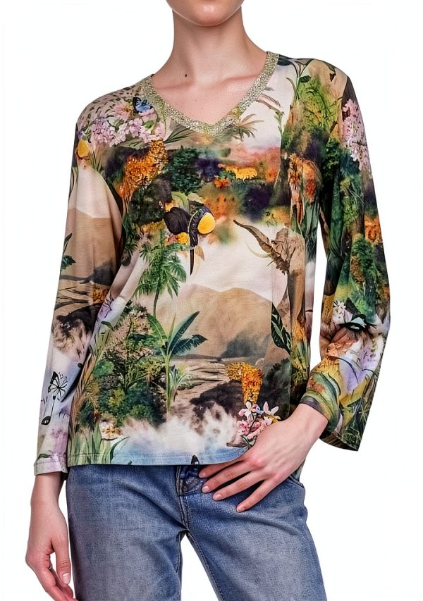 Bag Lady Collection Womens V-Neck Kimono Sleeve T-Shirt-0
