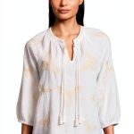 Johnny Was Cotton Blouse Womens Bohemian Butterfly-0