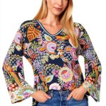 Johnny Was Womens T-Shirt Soft Stretch Fabric Multicolor-0