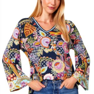 Johnny Was Womens T-Shirt Soft Stretch Fabric Multicolor-0