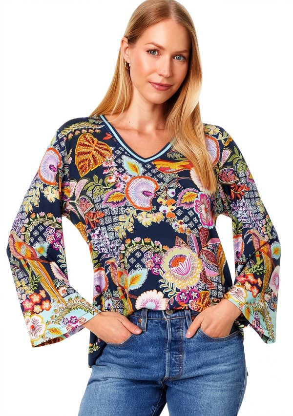 Johnny Was Womens T-Shirt Soft Stretch Fabric Multicolor-0