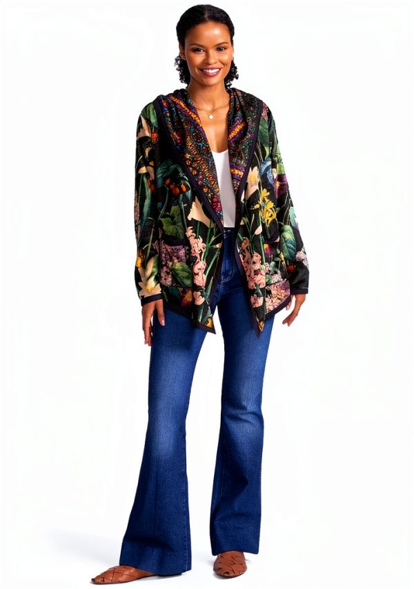 Bag Lady Collection Womens Reversible Sherpa Jacket Floral-5