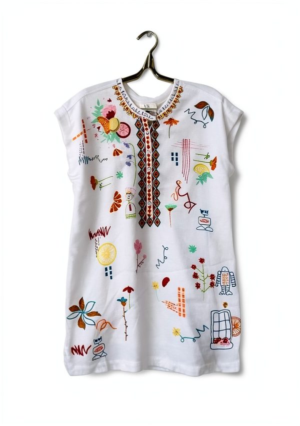 Johnny Was Linen Dress Black Floral Embroidery Womens Casual-6