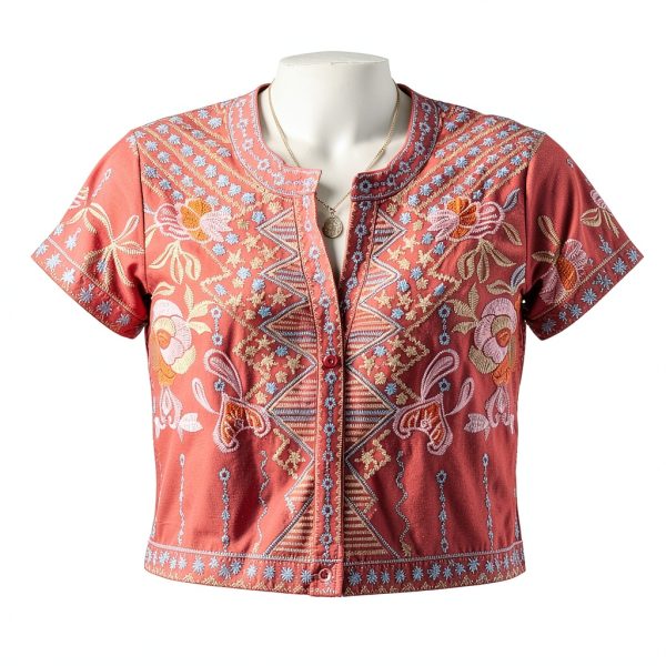 AK Womens Embroidered Bohemian Tunic Cotton Rayon Blouse-1