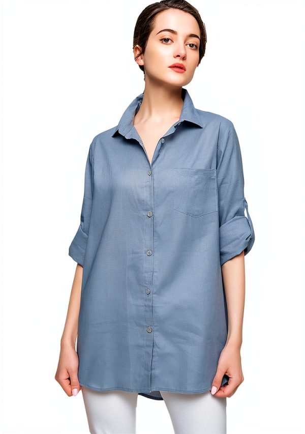 Minibee Womens Cotton Linen Shirt Long Sleeve Casual-1