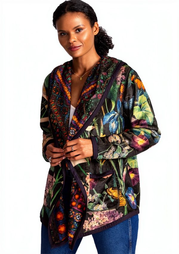 Bag Lady Collection Womens Reversible Sherpa Jacket Floral-0