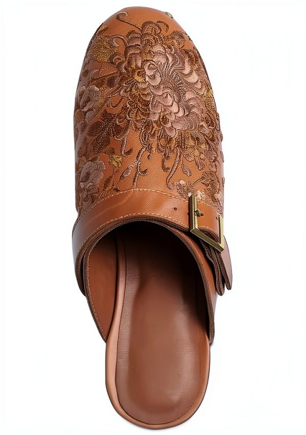 Brand Embroidery Womens Mules Hand Wash Dry Flat-3