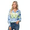 Boho Button Down Shirt Womens Long Sleeve Floral Blouse-1