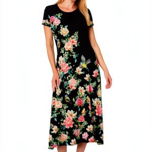 Johnny Was Womens Floral Dress Soft Stretch Fabric Multi-0