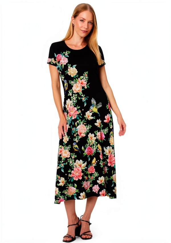 Johnny Was Womens Floral Dress Soft Stretch Fabric Multi-0