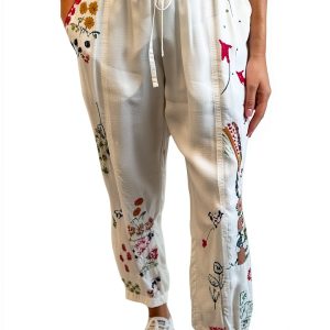 Embroidered Womens Pants Hand Wash Dry Flat Brand-0