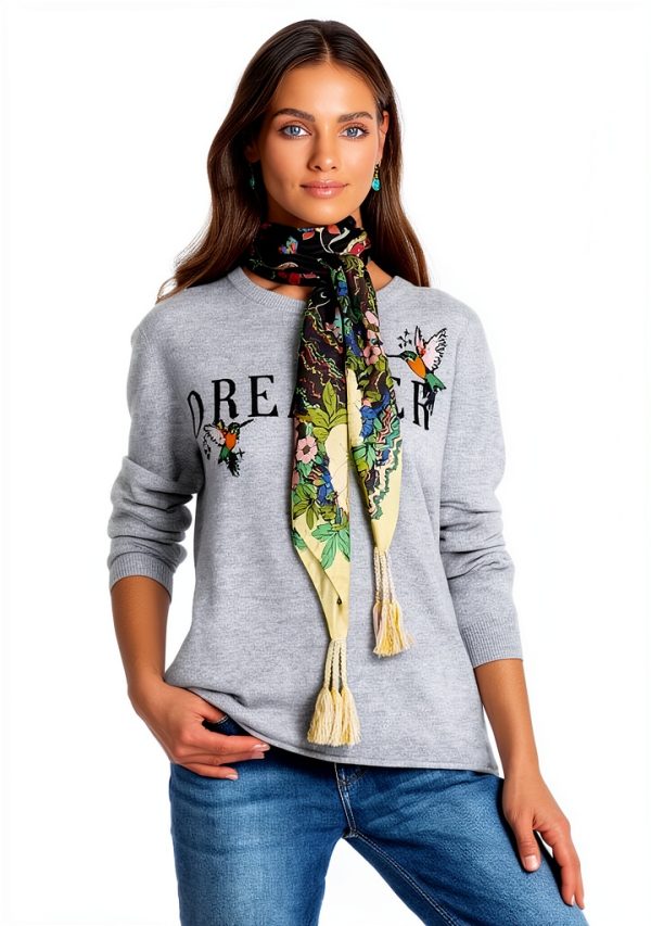 Johnny Was Womens Scarf Tassel Printed Square Boho-1