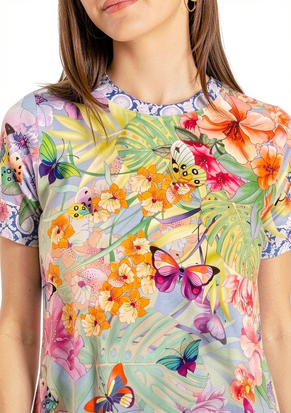 Bag Lady Collection Womens Swing Tee Floral Butterfly Rayon-3