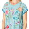Johnny Was Womens Cotton Tee Soft Fashion Blue Sizes-2