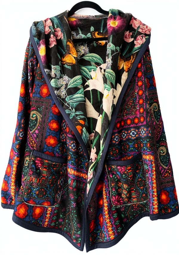 Bag Lady Collection Womens Reversible Sherpa Jacket Floral-8
