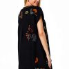 Johnny Was Linen Dress Black Floral Embroidery Womens Casual-2