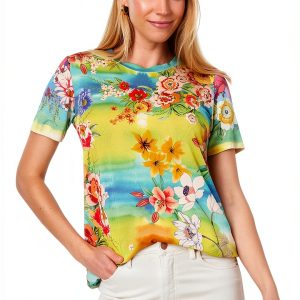 Womens T-Shirt Multi Color Drawstring Closure Machine Wash-0