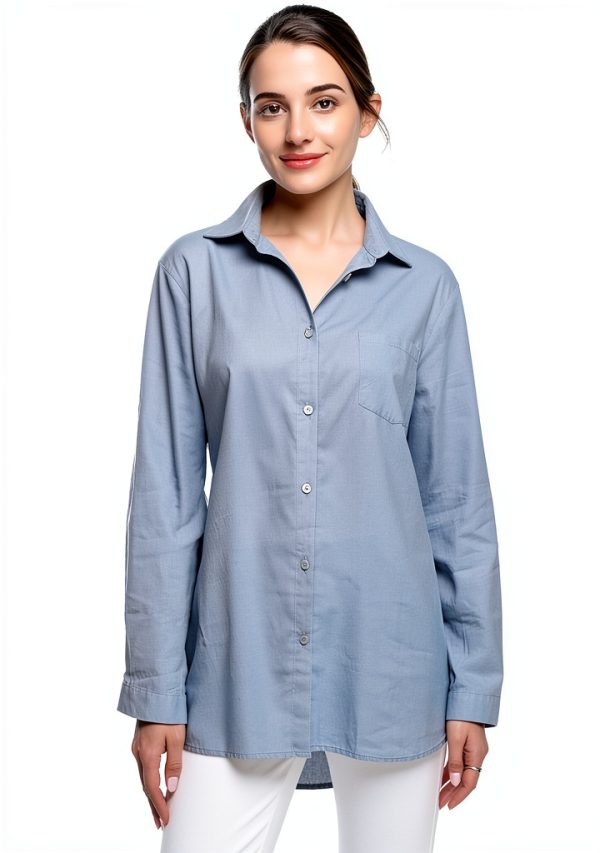 Minibee Womens Cotton Linen Shirt Long Sleeve Casual-3