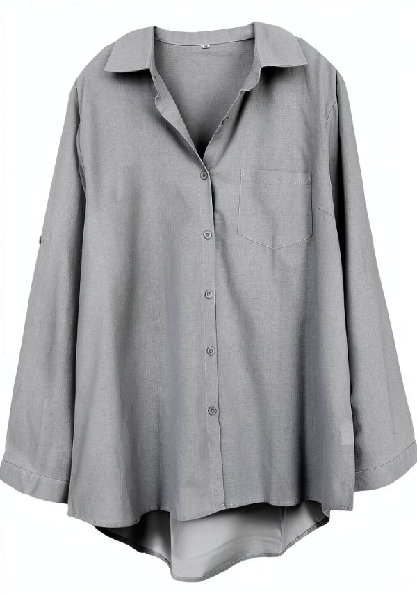 Minibee Womens Cotton Linen Shirt Long Sleeve Casual-2