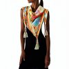 Johnny Was Silk Scarf Womens Printed Square Tassels-2