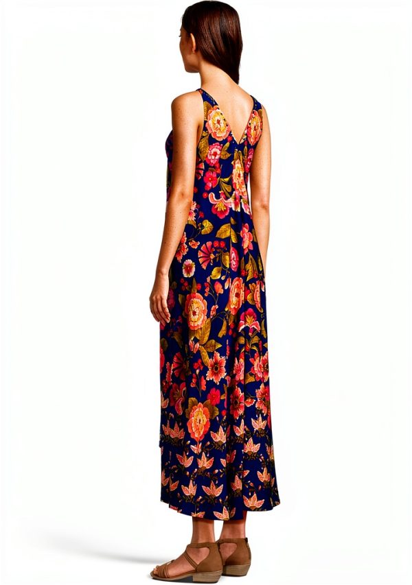 Johnny Was Silk Printed Dress Navy Camara Womens Casual-2