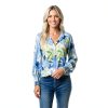 Boho Button Down Shirt Womens Long Sleeve Floral Blouse-3