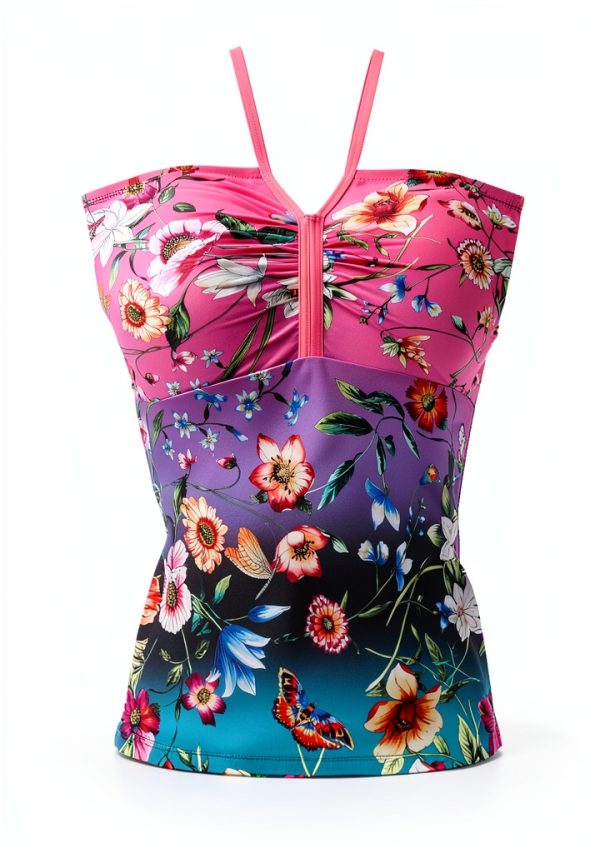 Women One Piece Swimsuits Drawstring Multi Color XXL-2
