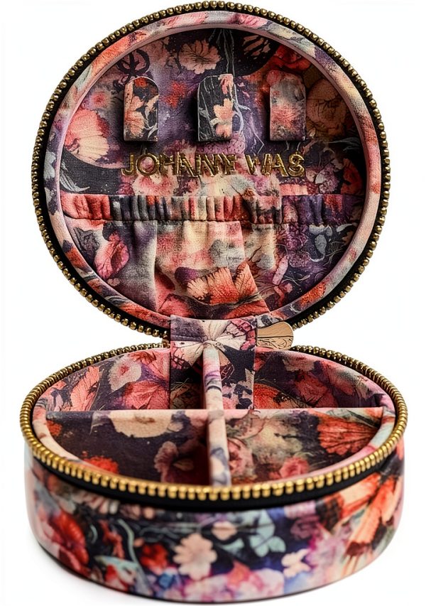 Johnny Was Round Jewelry Box Polyester Spot Clean-1
