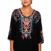 Higustar Embroidered Womens Top Rayon Bohemian Floral Design-1