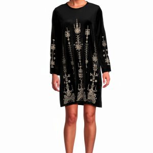 Johnny Was Womens Fashion Dress Black Club Night Out-0