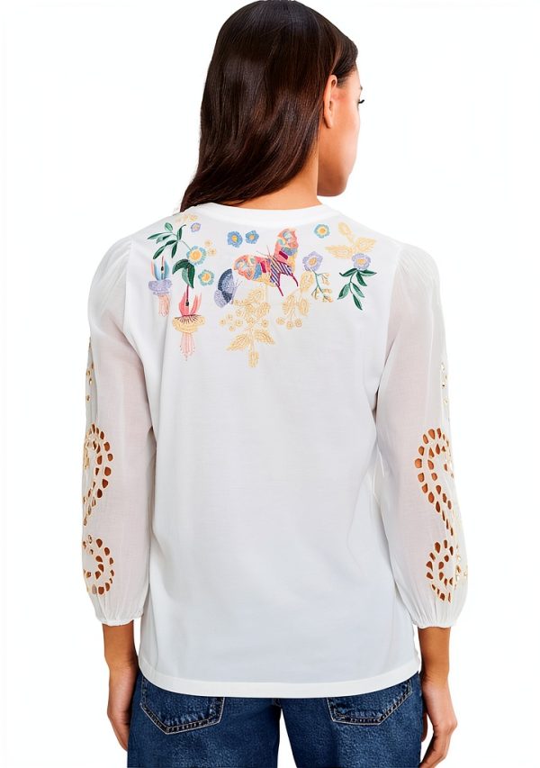 Johnny Was Womens Fashion Top White Medium J11026-2-3
