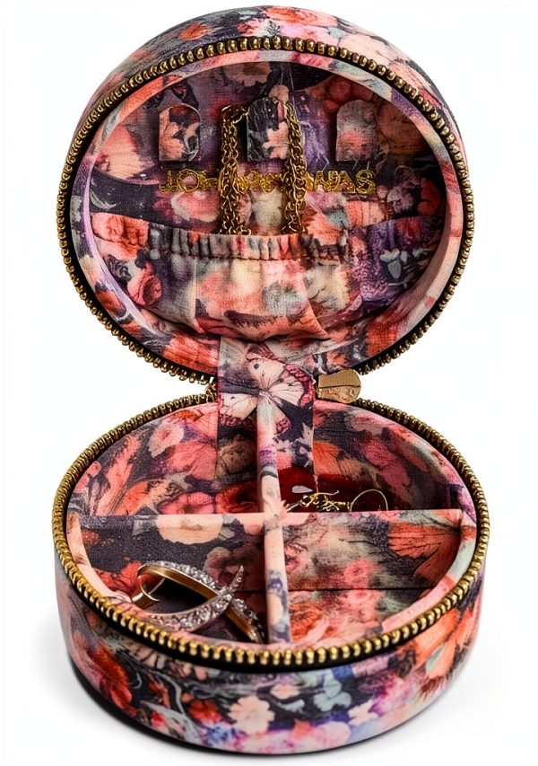 Johnny Was Round Jewelry Box Polyester Spot Clean-2