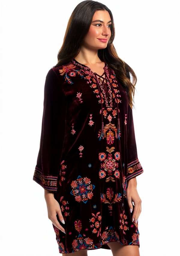 Johnny Was Velvet Dress Womens Fashion Blackberry Sizes-1