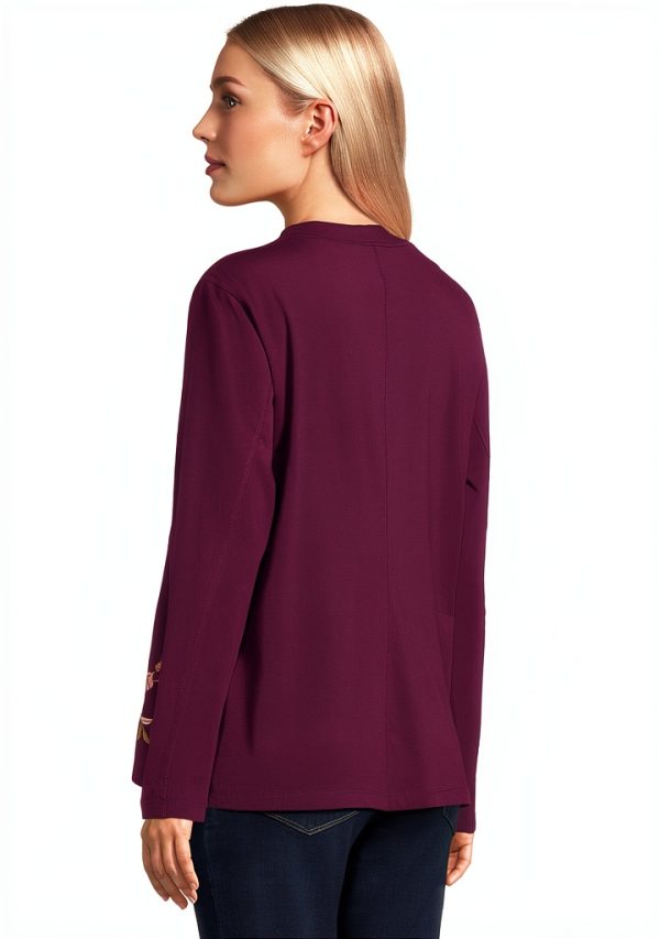 Johnny Was Womens Fashion Knit Top Aubergine T-Shirt-2