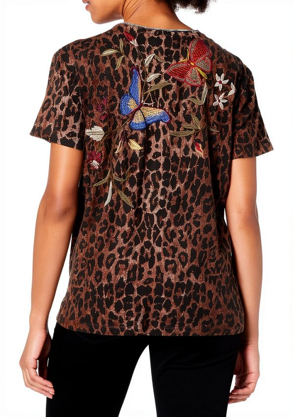 Johnny Was Womens Cotton Embroidered Boho T-Shirt-1