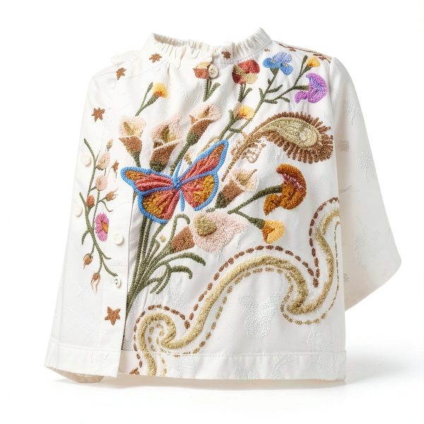 Durago Ruffle Neck Shirt Womens Jacquard Horse Motif-4