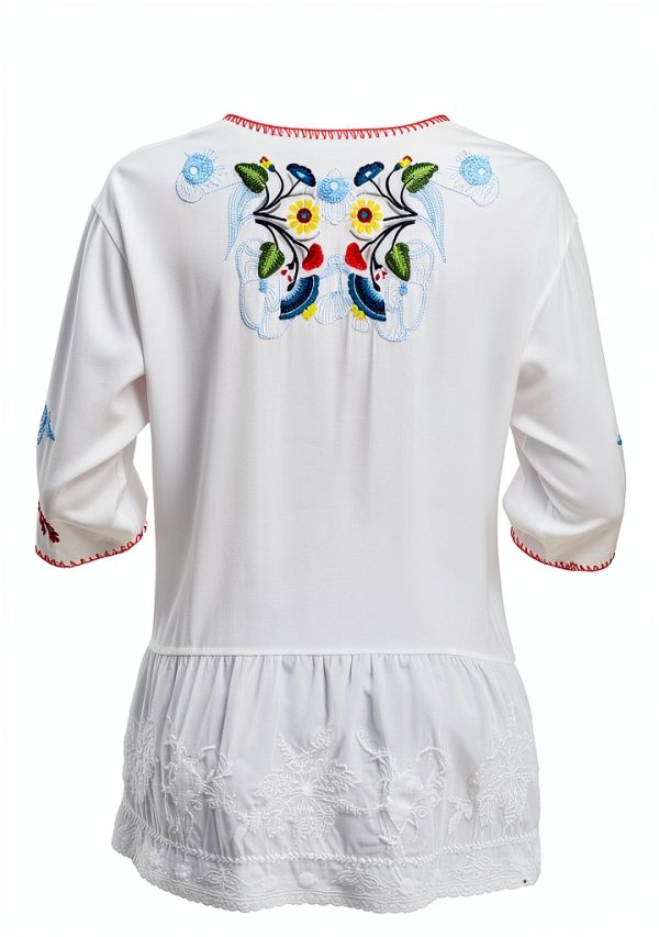 Embroidered Womens Tops Cotton Floral Design Boho Blouse-3