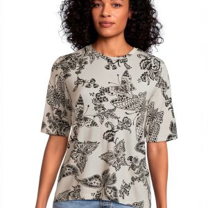 Johnny Was Butterfly Shirt Womens Rayon Floral Print Tee-0