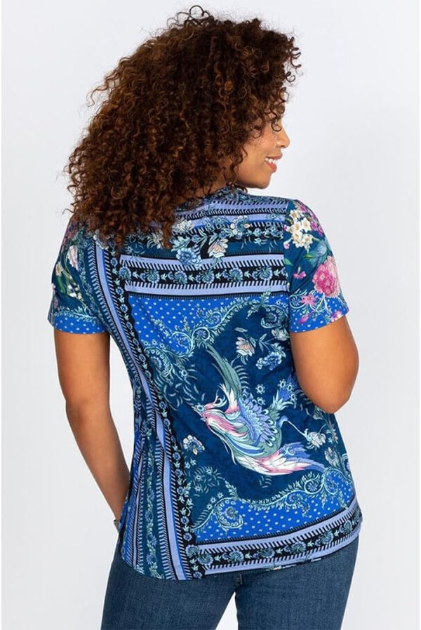 Bag Lady Collection Womens Navy Blue Rayon Spandex Blouse-4