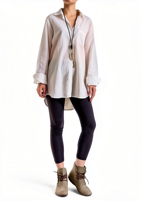 Minibee Womens Cotton Linen Shirt Long Sleeve Casual Blouse-1