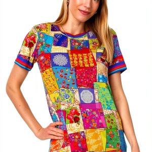 Johnny Was Womens T-Shirt Soft Stretch Fabric Multicolor-0