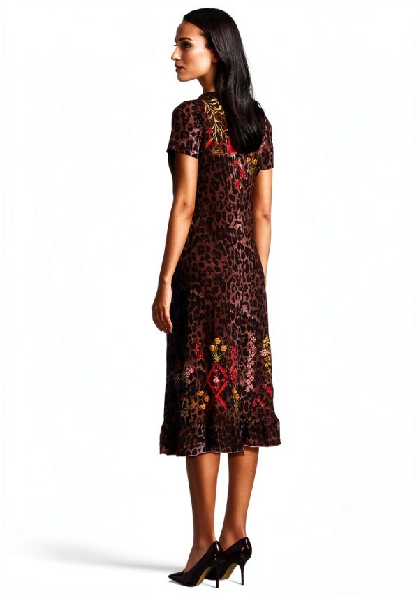 Johnny Was Embroidered Knit Dress Womens Leopard Print-2