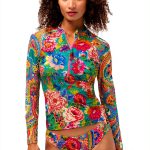 Bag Lady Collection Womens Rash Guard Shirt Floral Print-0