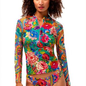 Bag Lady Collection Womens Rash Guard Shirt Floral Print-0