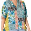 Johnny Was Womens Rayon V-Neck Boho Printed Blouse-0