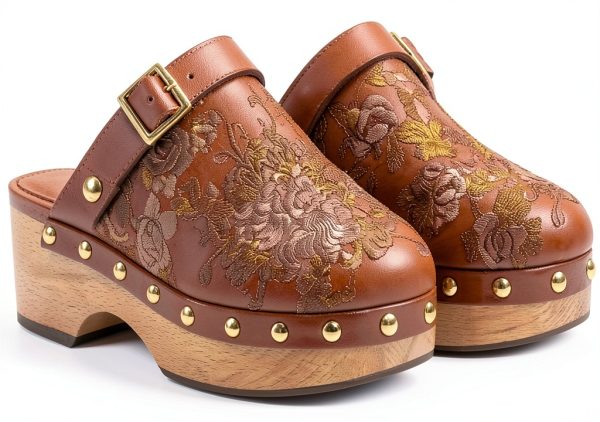 Brand Embroidery Womens Mules Hand Wash Dry Flat-1
