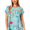 Johnny Was Womens Cotton Tee Soft Fashion Blue Sizes-0