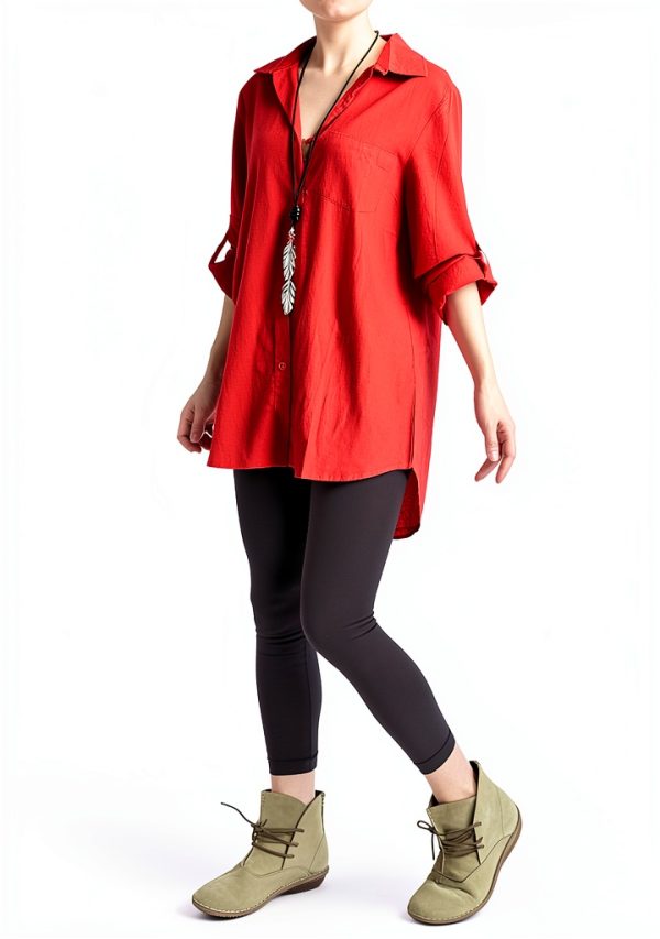Minibee Womens Cotton Linen Shirt Long Sleeve Casual Blouse-3